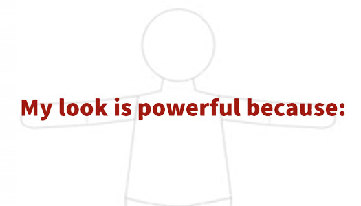 Power Mode worksheet with the prompt, "my look is powerful because..."